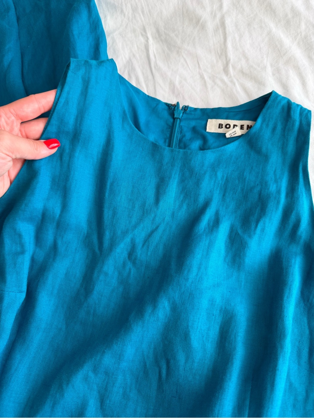 Boden Bright Blue Midi Dress with Side Cutouts - Picture 7 of 13